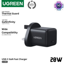 UGREEN 20W USB C GaN Fast Charger PD Type C Wall Charger Plug UK Plug Charger
