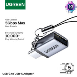 UGREEN US270 TYPE-C USB-C TO USB 3.0 USB-A ADAPTER CABLE CONVERTER OTG FUNCTION WITH LANYARD, SUPPORT 5GBPS