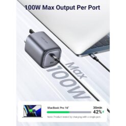 Alternative view of UGREEN 100W USB C Charger Plug 2 Ports GaN Type C Fast Wall Power Adapter Support PD 20W SIRIM