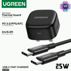 UGREEN CD250 25W FAST PD USB-C CHARGER PLUG FAST CHARGING CHARGER ADAPTER WITH 2M USB-C CABLE