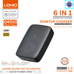 LDNIO Q4010 PD Super Fast Charge + Wireless Support Laptop Tablet Multiport Desktop (140W)