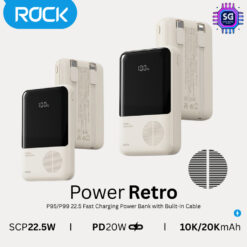 ROCK P95/ P99 PD 22.5W Fast Charge CCC Power Bank with Cables (10000/20000 mAh)