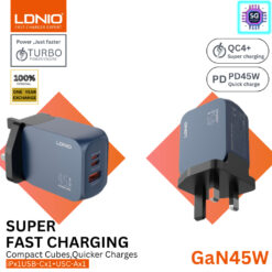 Ldnio Q6 GaN 45W UK Super Fast Charger With Type-C To Type-C