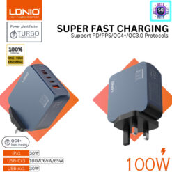 Ldnio Q8 GaN 100W UK Super Fast Charger With Type-C To Type-C