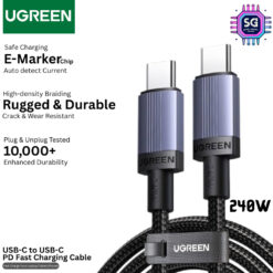 UGREEN PD240W USB-C to USB-C Charging Cable Smart E-Marker Chip Shell Braided Charging Cable