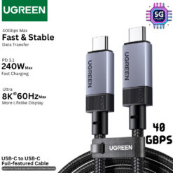 UGREEN USB4 Gen3 40Gbps 1M Bulit in E-Marker Chip USB-C to USB-C 240W Charging Data Cable