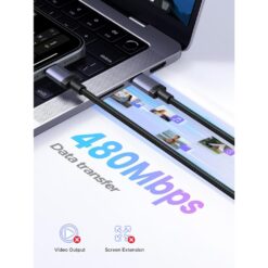 Alternative view of UGREEN PD240W USB-C to USB-C Charging Cable Smart E-Marker Chip Shell Braided Charging Cable