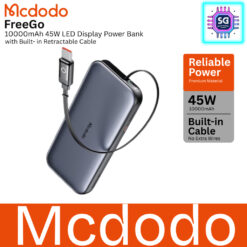 MCDODO 45W LED Display Fast Charging Power Bank 10000mAh Built-in USB-C Retractable Cable MC 5920