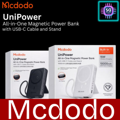 Mcdodo UniPower All-in-One Magnetic Power Bank with USB-C Cable and Stand 10k