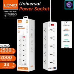 LDNIO SC10610C 10 Outlet Power Strip with 6 USB Ports Universal Socket Extension UK EU US Plug