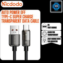 Mcdodo Auto Power Off Type-C Super Charge Transparent Data Cable CA-315