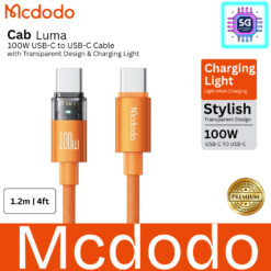 Mcdodo Cab Luma 100W USB-C to USB-C Cable with Transparent Design & Charging Light CA-558
