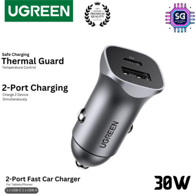 UGREEN 2-PORT FAST CAR CHARGE 30W P/N:40858