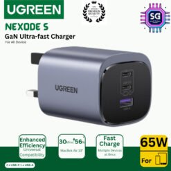 UGREEN 65W Nexode S GaN Charger USB-C PD3.0 Fast Charging Travel Adapter