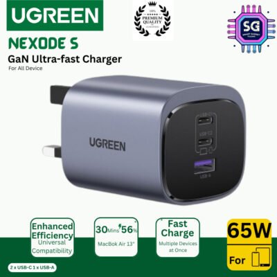 UGREEN 65W Nexode S GaN Charger USB-C PD3.0 Fast Charging Travel Adapter