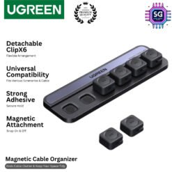 UGREEEN 6 Pieces Magnetic Cable Holder Organizer Clips Management Strong Adhesive Magnet For HDMI USB-C Lightning Cables