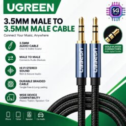 UGREEN 3.5mm Audio Aux Cable Male To Male Android Smartphone Tablet Media Player MP3 Car Amplifier Headphone Speaker